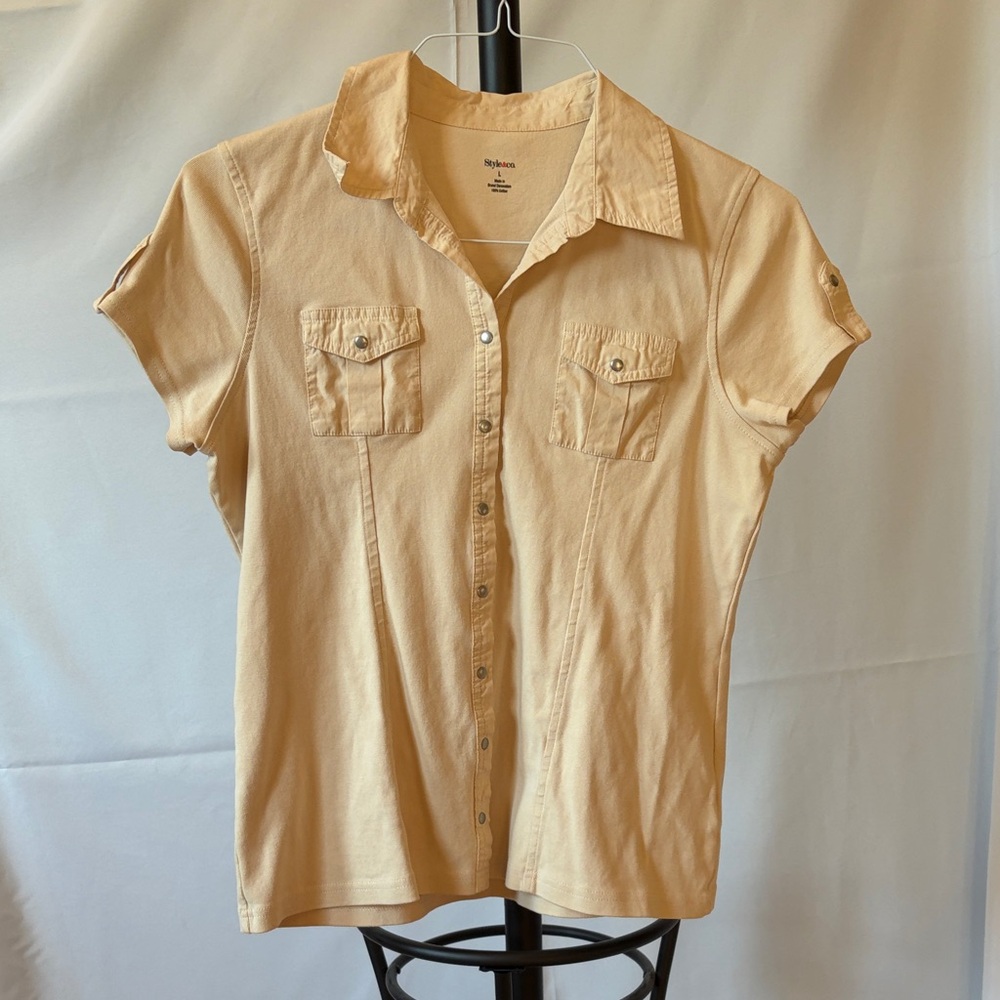 Style & Co. Women's Button Down Shirt in Light Tan